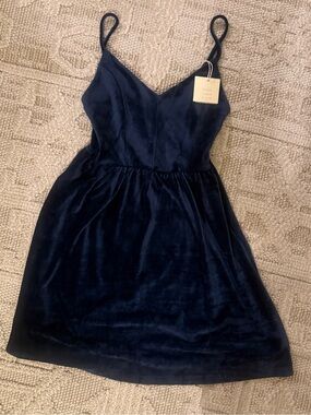 NEW good Luck Gem Nordstrom Blue Velvet sun Dress mini above knee length